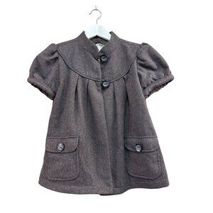Nick & Mo Brown Short-Sleeve Women's Blazer Jacket Silk Lining Small